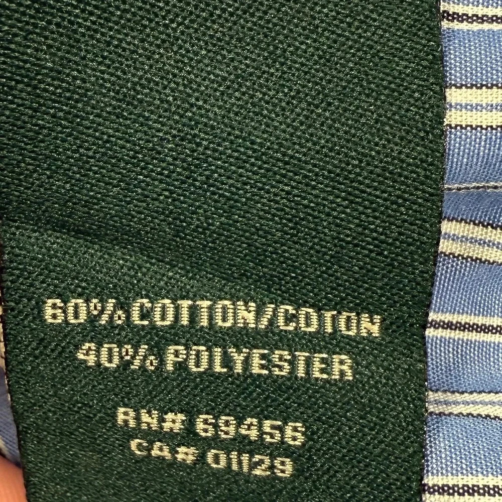 Ralph Lauren‎ Button Up Shirt Boys 18 Blue White Striped Crest Logo Long Sleeve